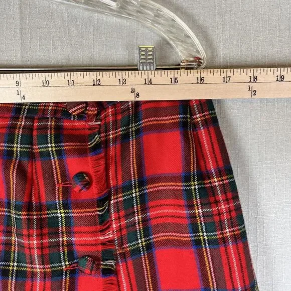 VTG Aljean 100% Wool Pleated Kilt Wrap Size 8 Midi Long Skirt Midi Canada Red - Picture 4 of 10